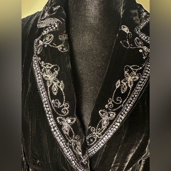 E BY ECI Women’s Sz 8 Artsy Boho Embroidery Burnout Velvet Bead & Sequin Blazer - Picture 2 of 12